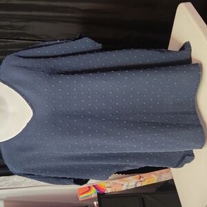 SHEIN Deep Blue Patterned Blouse